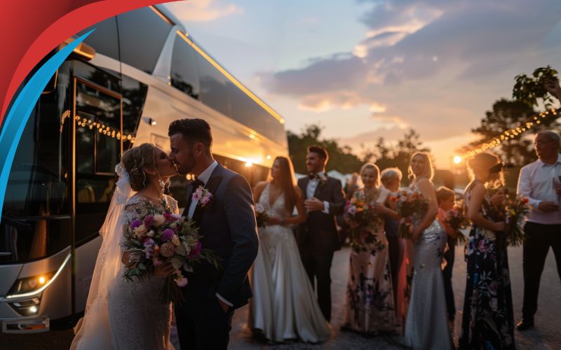 wedding party, wedding bus hire, June 2024, UK
                